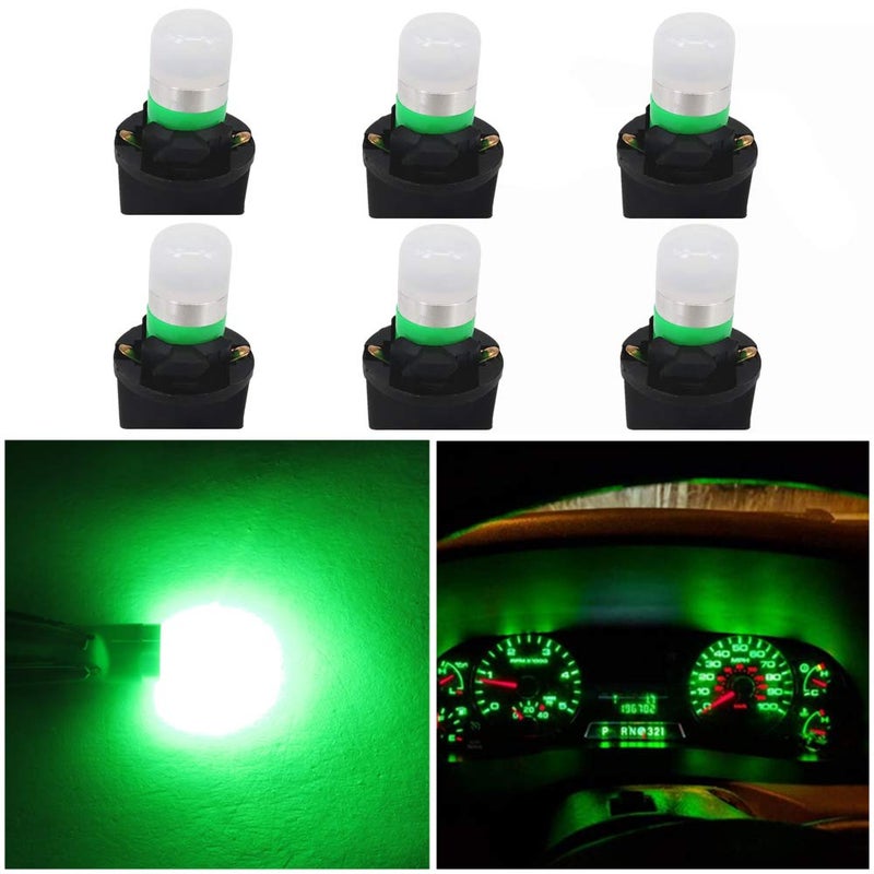WLJH Green 194 Led Lights Car Dashboard Instrument Panel Bulbs Gauge Tach Speedometer 168 2825 T10 Led Bulb PC195 PC194 Twist Socket Dash Cluster, Pack of 6 - Image 1